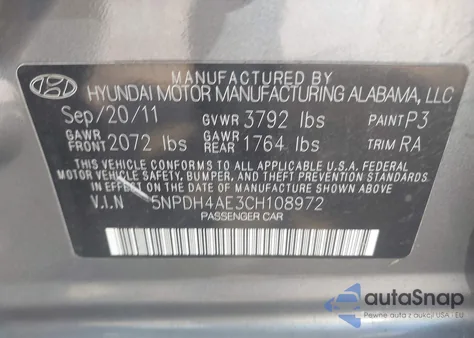 2012 Hyundai Elantra Gls из США, поврежденный, VIN 5NPDH4AE3CH108972